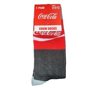 NWT Coca Cola Coke Adult Unisex Crew Socks Shoe  Size 6-13 Soda Cola Pop Drink